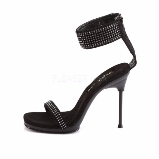 Product image of Fabulicious Chic-40 Black Nubuck Pu/Black, 4 1/2 inch (11.4 cm) Heel, 1/4 inch (0.6 cm) Platform Sandal Shoes