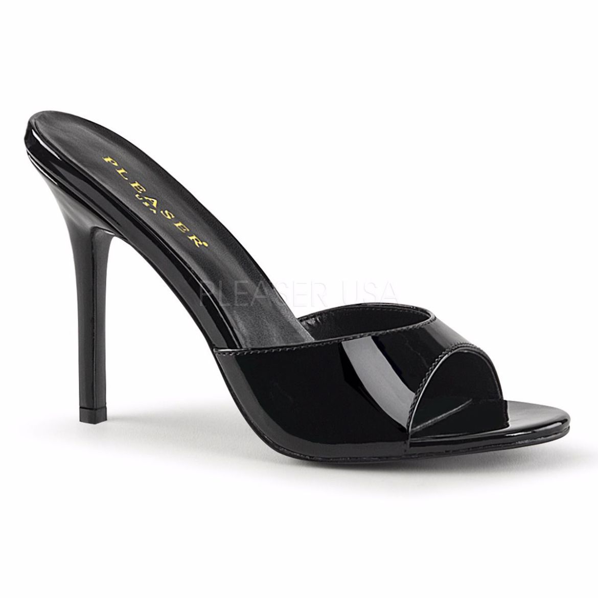 Product image of Pleaser Classique-01 Black Patent, 4 inch (10.2 cm) Heel Slide Mule Shoes