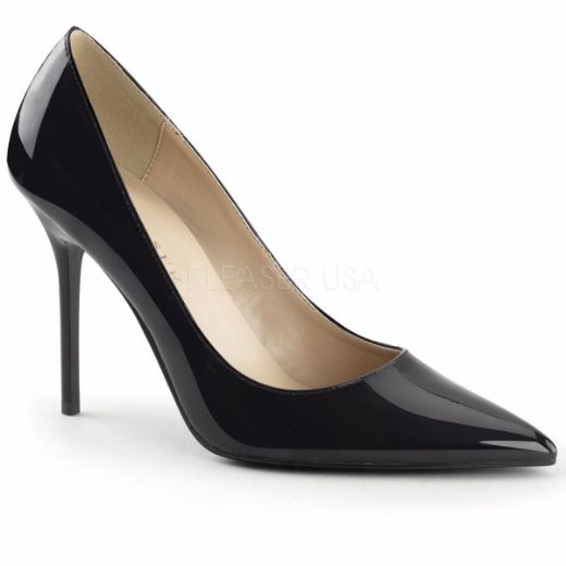 Product image of Pleaser Classique-20 Black Patent, 4 inch (10.2 cm) Heel Court Pump Shoes
