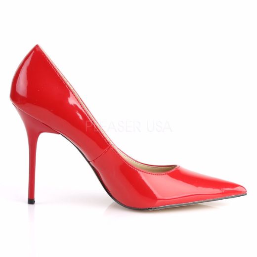 Product image of Pleaser Classique-20 Red Patent, 4 inch (10.2 cm) Heel Court Pump Shoes