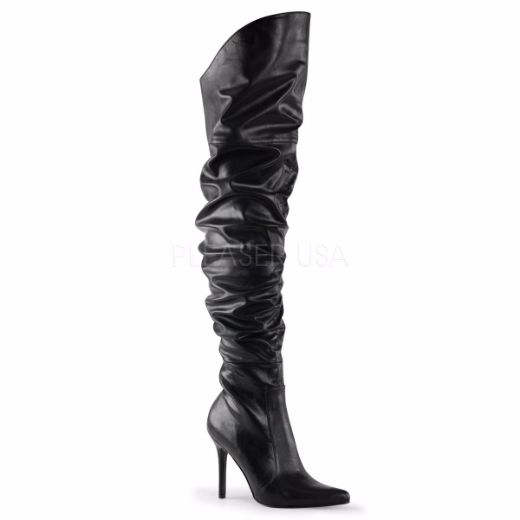 Product image of Pleaser Classique-3011 Black Faux Leather, 4 inch (10.2 cm) Heel Thigh High Boot