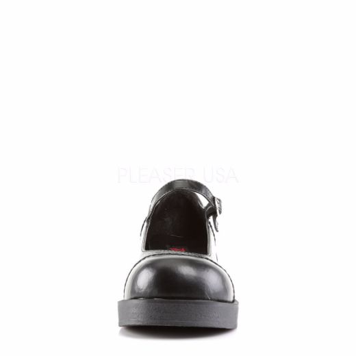 Product image of Demonia Crux-07 Black Vegan Leather, 2 inch (5.1 cm) Heel, Platform Court Pump Shoes