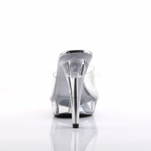 Product image of Fabulicious Cocktail-501 Clear/Clear, 5 inch (12.7 cm) Heel, 1 inch (2.5 cm) Platform Slide Mule Shoes
