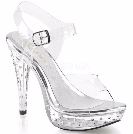 Product image of Fabulicious Cocktail-508Sdt Clear/Clear, 5 inch (12.7 cm) Heel, 1 inch (2.5 cm) Platform Slide Mule Shoes