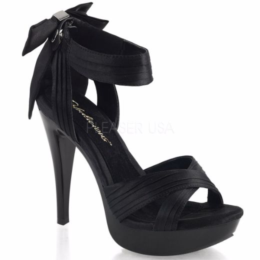 Product image of Fabulicious Cocktail-568 Black Satin/Black, 5 inch (12.7 cm) Heel, 1 inch (2.5 cm) Platform Sandal Shoes