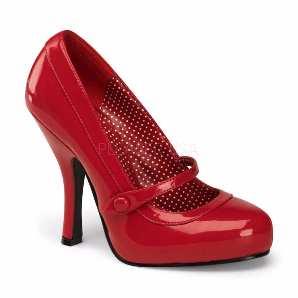 Product image of Pin Up Couture Cutiepie-02 Red Patent, 4 1/2 inch (11.4 cm) Heel, 3/4 inch (1.9 cm) Platform Court Pump Shoes