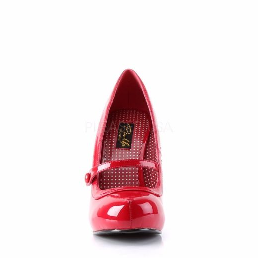 Product image of Pin Up Couture Cutiepie-02 Red Patent, 4 1/2 inch (11.4 cm) Heel, 3/4 inch (1.9 cm) Platform Court Pump Shoes