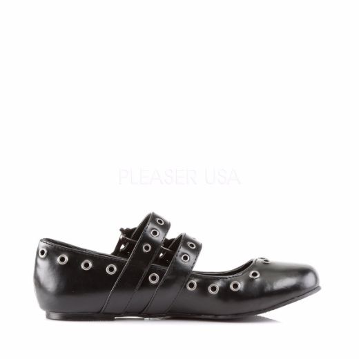Product image of Demonia Daisy-03 Black Vegan Leather Flat Shoes