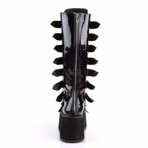 Product image of Demonia Damned-318 Black Hologram Vegan Leather, 3 1/2 inch Platform Knee High Boot