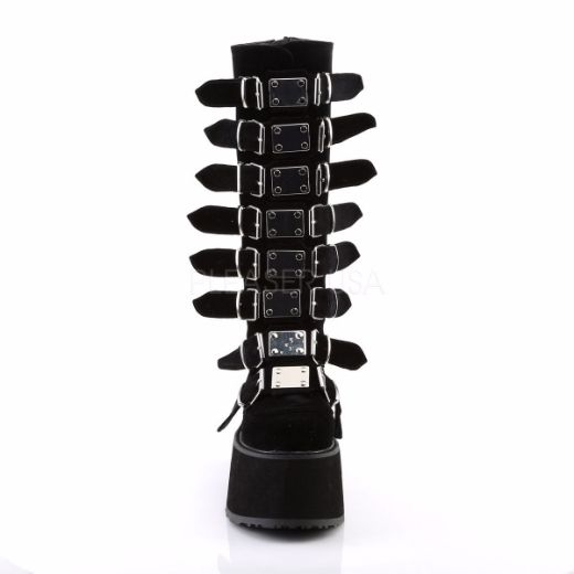 Product image of Demonia Damned-318 Black Velvet, 3 1/2 inch Platform Knee High Boot