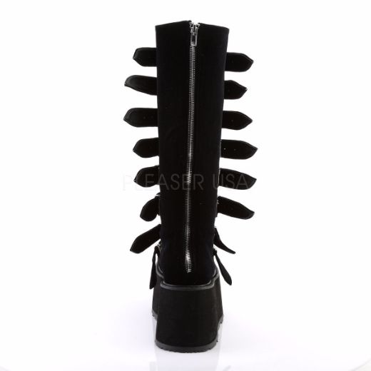 Product image of Demonia Damned-318 Black Velvet, 3 1/2 inch Platform Knee High Boot