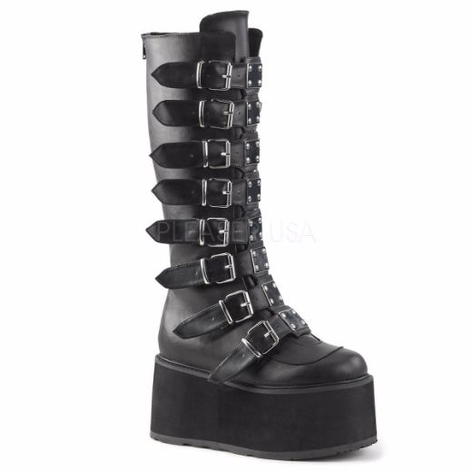 Product image of Demonia Damned-318 Black Vegan Leather, 3 1/2 inch Platform Knee High Boot