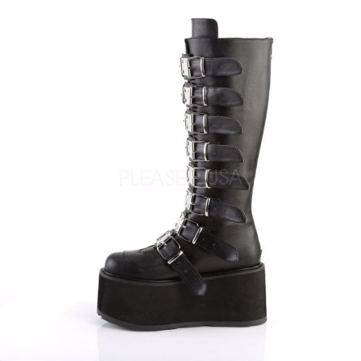 Product image of Demonia Damned-318 Black Vegan Leather, 3 1/2 inch Platform Knee High Boot