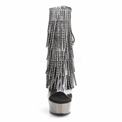 Product image of Pleaser Delight-1017Rsf Clear-Black/Dark Pewter Chrome, 6 inch (15.2 cm) Heel, 1 3/4 inch (4.4 cm) Platform Ankle Boot
