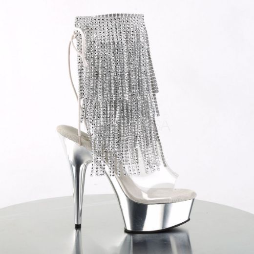 Product image of Pleaser Delight-1017Rsf Clear-Silver/Silver Chrome, 6 inch (15.2 cm) Heel, 1 3/4 inch (4.4 cm) Platform Ankle Boot