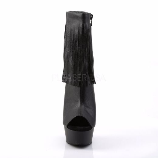 Product image of Pleaser Delight-1019 Black Faux Leather/Black Matte, 6 inch (15.2 cm) Heel, 1 3/4 inch (4.4 cm) Platform Ankle Boot