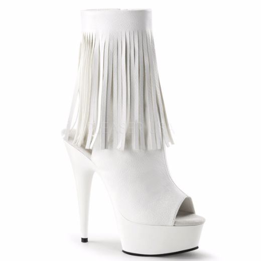 Product image of Pleaser Delight-1019 White Faux Leather/White, 6 inch (15.2 cm) Heel, 1 3/4 inch (4.4 cm) Platform Ankle Boot