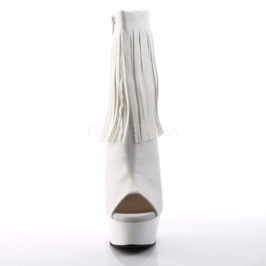 Product image of Pleaser Delight-1019 White Faux Leather/White, 6 inch (15.2 cm) Heel, 1 3/4 inch (4.4 cm) Platform Ankle Boot