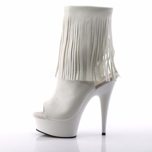 Product image of Pleaser Delight-1019 White Faux Leather/White, 6 inch (15.2 cm) Heel, 1 3/4 inch (4.4 cm) Platform Ankle Boot