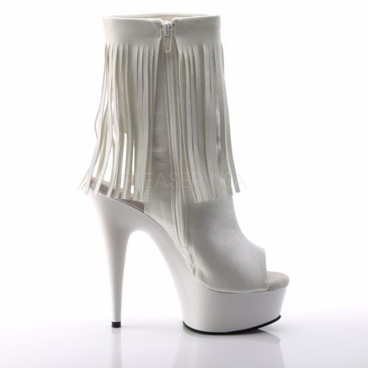 Product image of Pleaser Delight-1019 White Faux Leather/White, 6 inch (15.2 cm) Heel, 1 3/4 inch (4.4 cm) Platform Ankle Boot