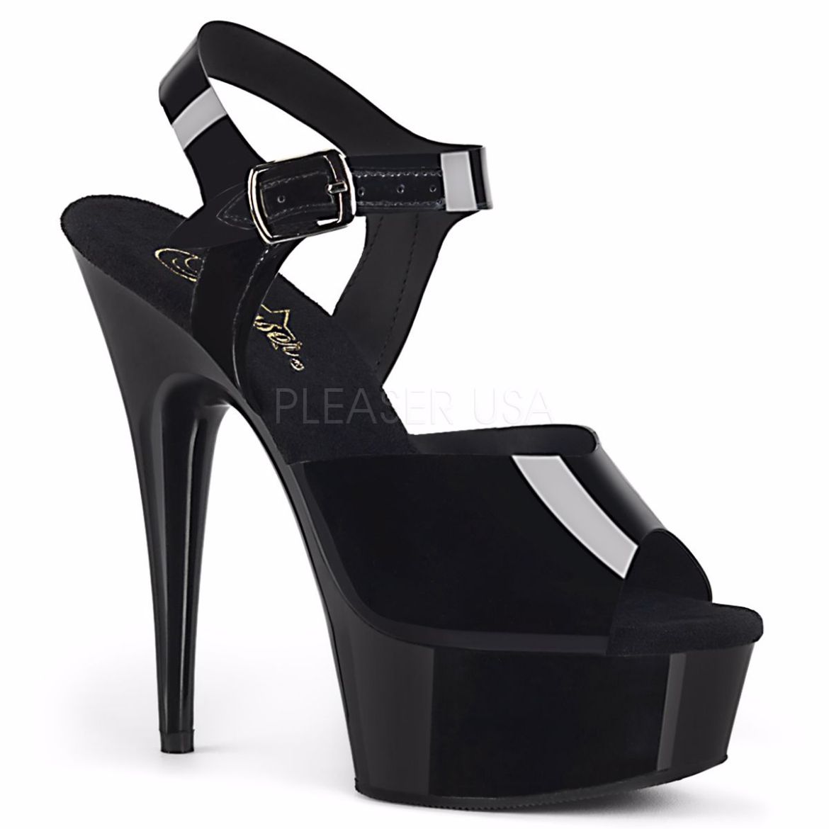 Product image of Pleaser Delight-608N Black (Jelly-Like) Tpu/Black, 6 inch (15.2 cm) Heel, 1 3/4 inch (4.4 cm) Platform Sandal Shoes