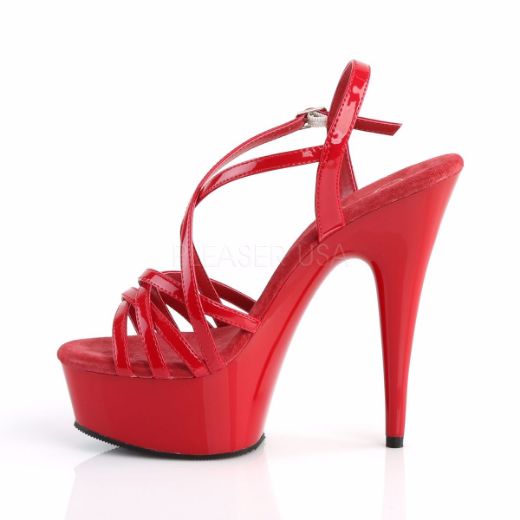 Product image of Pleaser Delight-613 Red Patent/Red, 6 inch (15.2 cm) Heel, 1 3/4 inch (4.4 cm) Platform Sandal Shoes