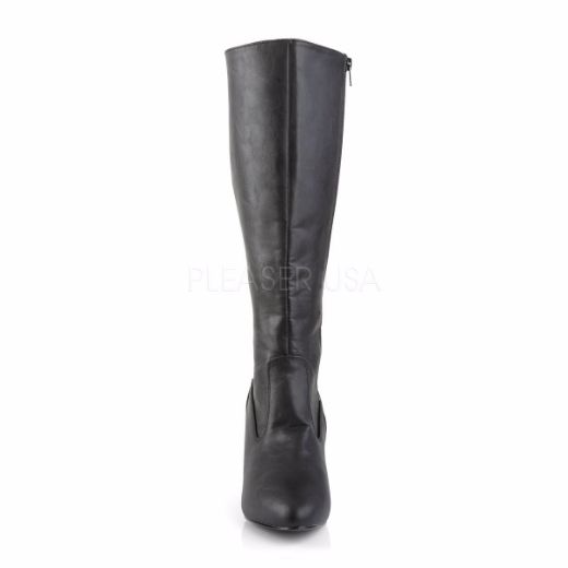 Product image of Pleaser Pink Label Divine-2018 Black Faux Leather, 3 inch (7.6 cm) Heel Knee High Boot