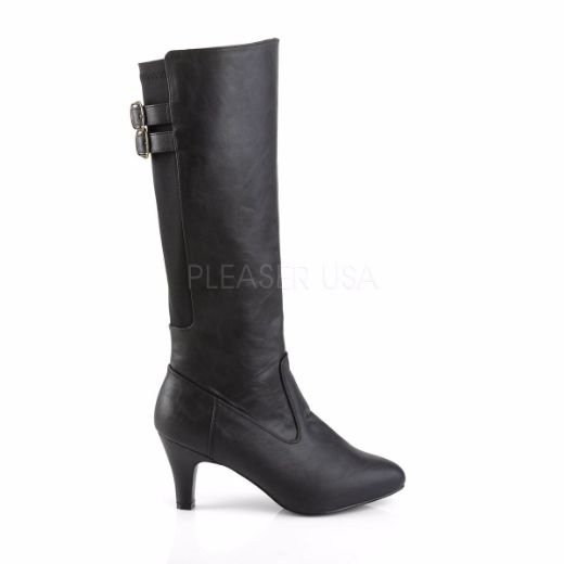Product image of Pleaser Pink Label Divine-2018 Black Faux Leather, 3 inch (7.6 cm) Heel Knee High Boot