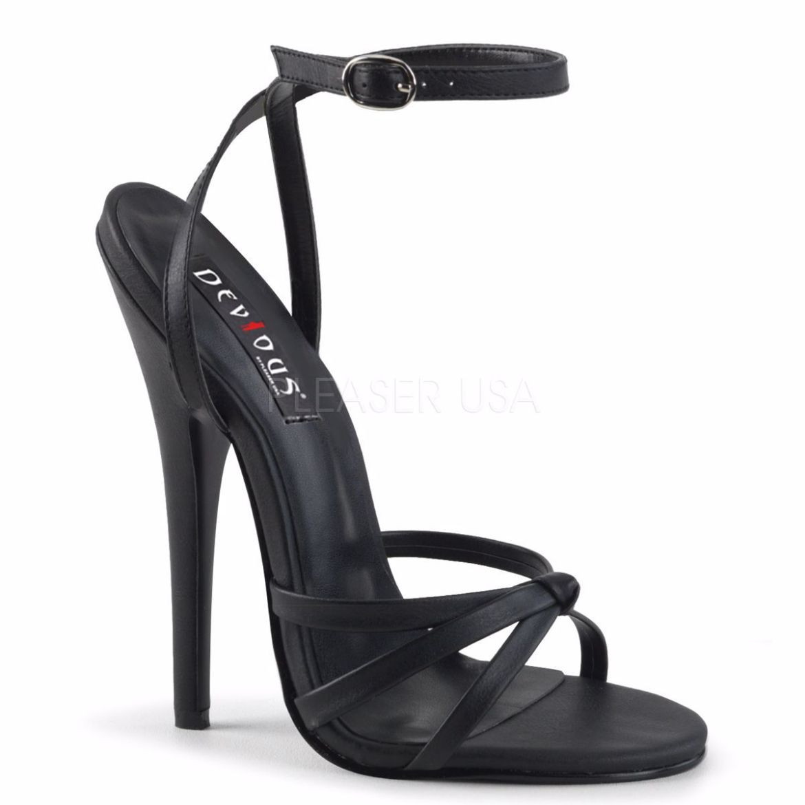 Product image of Devious Domina-108 Black Pu, 6 inch (15.2 cm) Heel Sandal Shoes