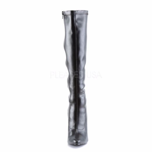 Product image of Devious Domina-2000 Black Stretch Pu, 6 inch (15.2 cm) Heel Knee High Boot