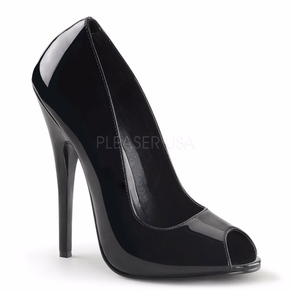 Product image of Devious Domina-212 Black Patent, 6 inch (15.2 cm) Heel Court Pump Shoes
