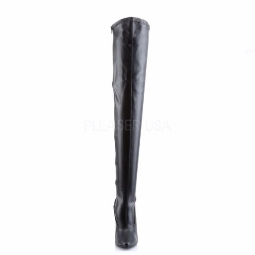 Product image of Devious Domina-3000 Black Stretch Pu, 6 inch (15.2 cm) Heel Thigh High Boot
