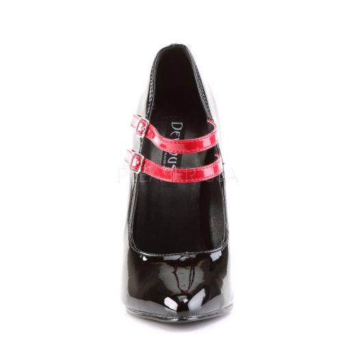 Product image of Devious Domina-442 Black-Red Patent, 6 inch (15.2 cm) Heel Court Pump Shoes