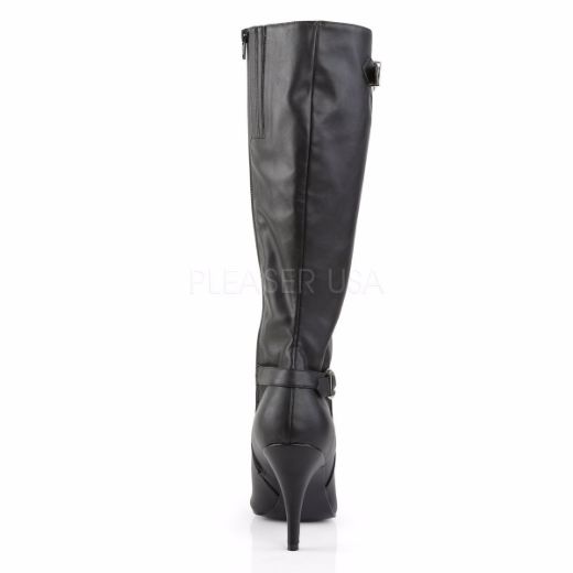 Product image of Pleaser Pink Label Dream-2030 Black Faux Leather, 4 inch (10.2 cm) Heel Knee High Boot