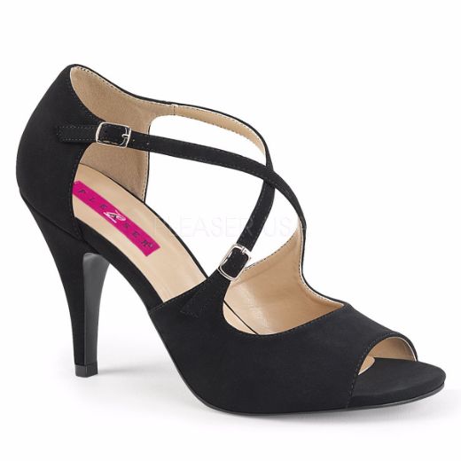 Product image of Pleaser Pink Label Dream-412 Black Nubuck, 4 inch (10.2 cm) Heel Sandal Shoes