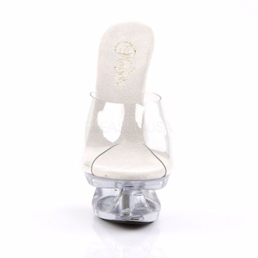 Product image of Pleaser Eclipse-601 Clear/Clear, 6 1/2 inch (16.5 cm) Heel, 1 3/4 inch (4.4 cm) Platform Slide Mule Shoes