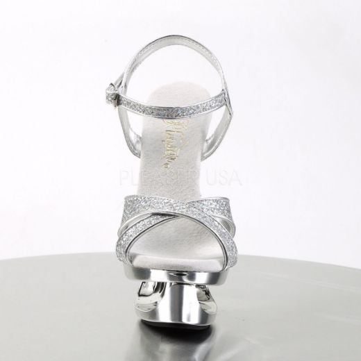 Product image of Pleaser Eclipse-619G Silver Multi Glitter/Silver Chrome, 6 1/2 inch (16.5 cm) Heel, 1 3/4 inch (4.4 cm) Platform Sandal Shoes