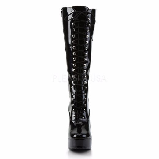 Product image of Pleaser Electra-2020 Black Patent, 5 inch (12.7 cm) Heel, 1 1/2 inch (3.8 cm) Platform Knee High Boot