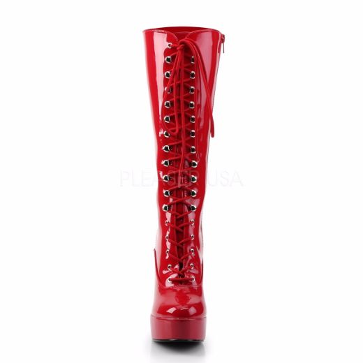 Product image of Pleaser Electra-2020 Red Patent, 5 inch (12.7 cm) Heel, 1 1/2 inch (3.8 cm) Platform Knee High Boot