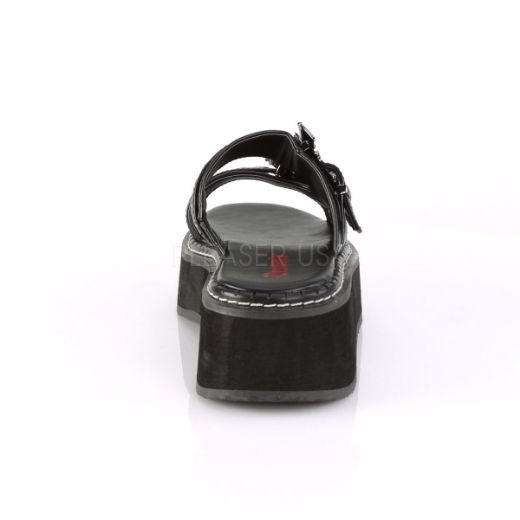 Product image of Demonia Emily-100 Black Vegan Leather, 2 inch Platform Sandal Shoes