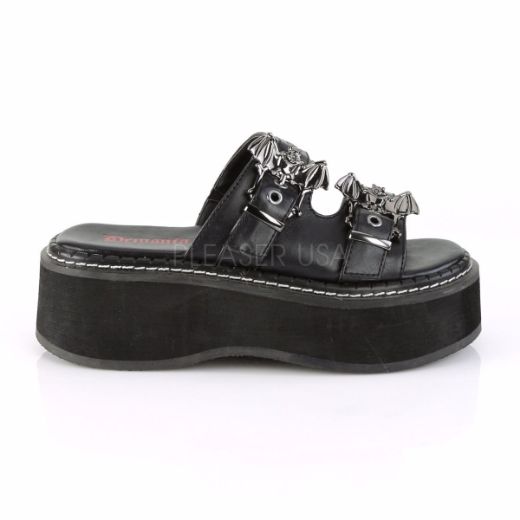 Product image of Demonia Emily-100 Black Vegan Leather, 2 inch Platform Sandal Shoes