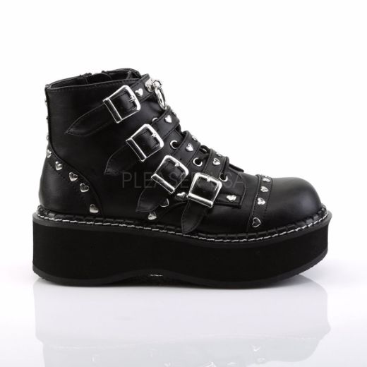 Product image of Demonia Emily-315 Black Vegan Leather, 2 inch Platform Ankle Boot