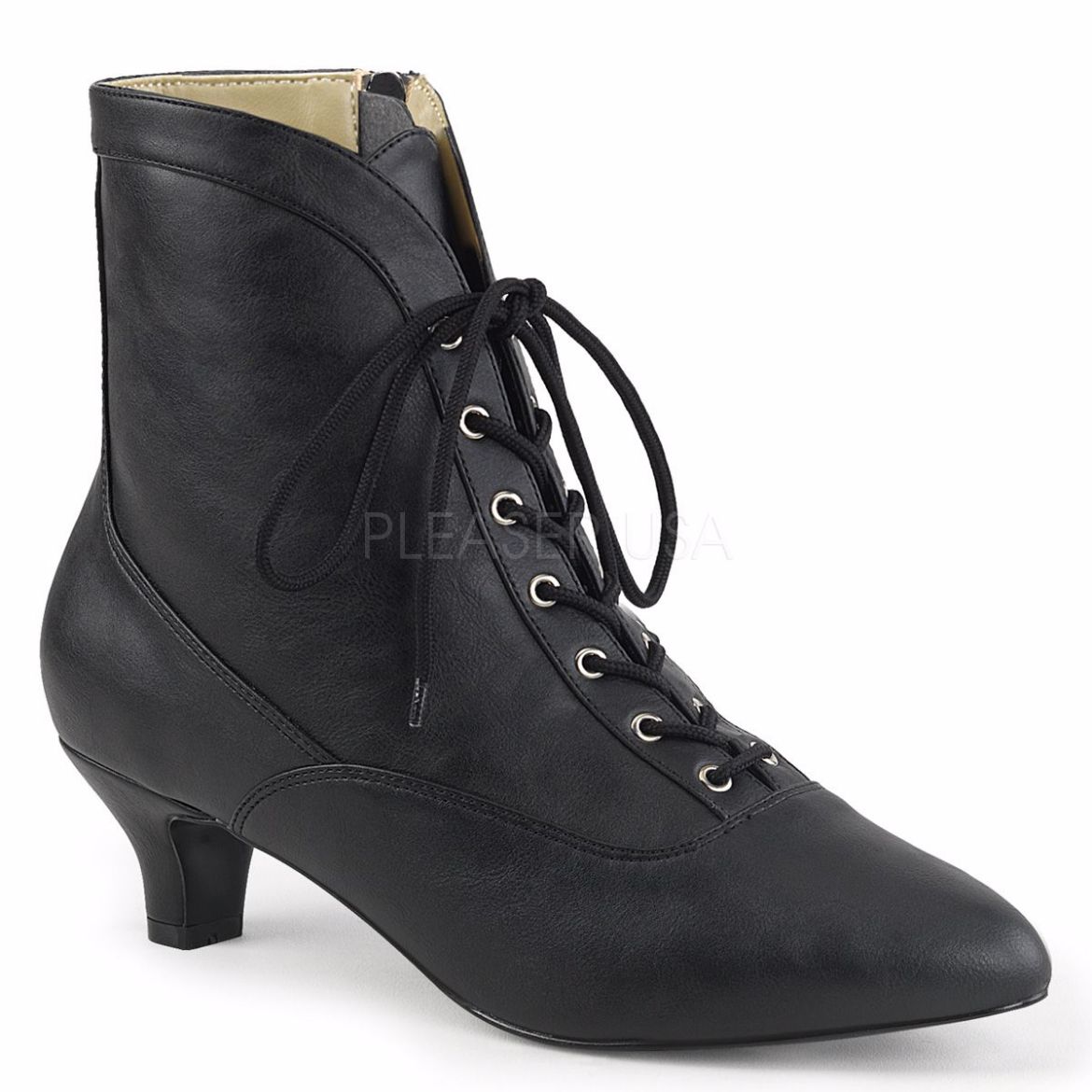 Product image of Pleaser Pink Label Fab-1005 Black Faux Leather, 2 inch (5.1 cm) Heel Ankle Boot