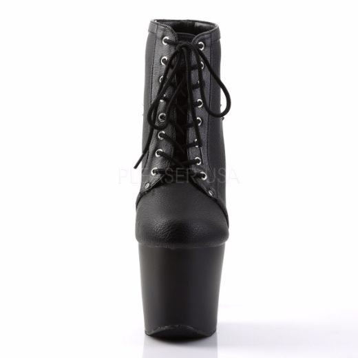 Product image of Pleaser Fearless-700-28 Black Faux Leather/Black Matte, 7 inch (17.8 cm) Heel, 3 1/4 inch (8.3 cm) Platform Ankle Boot