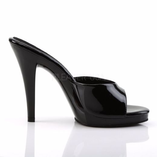 Product image of Fabulicious Flair-401-2 Black/Black, 4 1/2 inch (11.4 cm) Heel, 1/2 inch (1.3 cm) Platform Slide Mule Shoes
