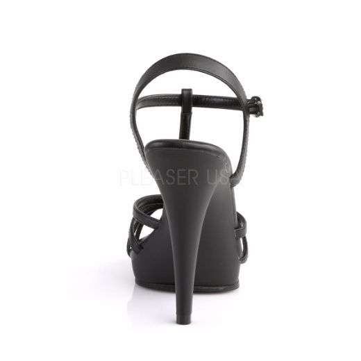 Product image of Fabulicious Flair-420 Black Pu/Black Matte, 4 1/2 inch (11.4 cm) Heel, 1/2 inch (1.3 cm) Platform Sandal Shoes