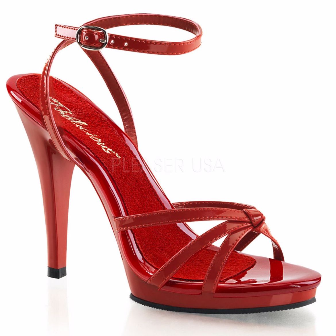 Product image of Fabulicious Flair-436 Red Patent/Red, 4 1/2 inch (11.4 cm) Heel, 1/2 inch (1.3 cm) Platform Sandal Shoes