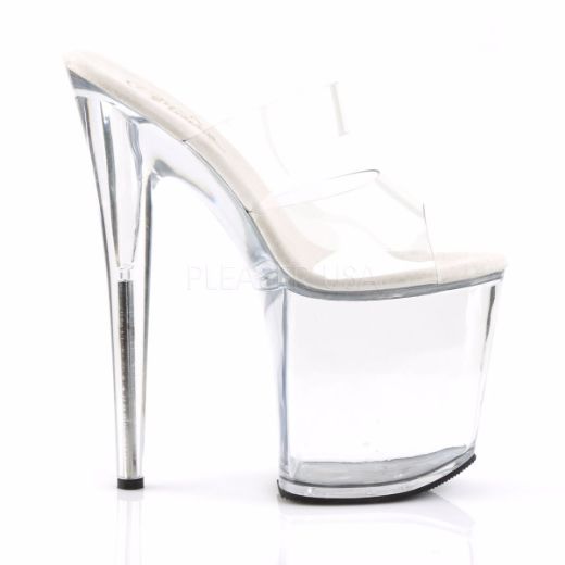 Product image of Pleaser Flamingo-802 Clear/Clear, 8 inch (20.3 cm) Heel, 4 inch (10.2 cm) Platform Slide Mule Shoes