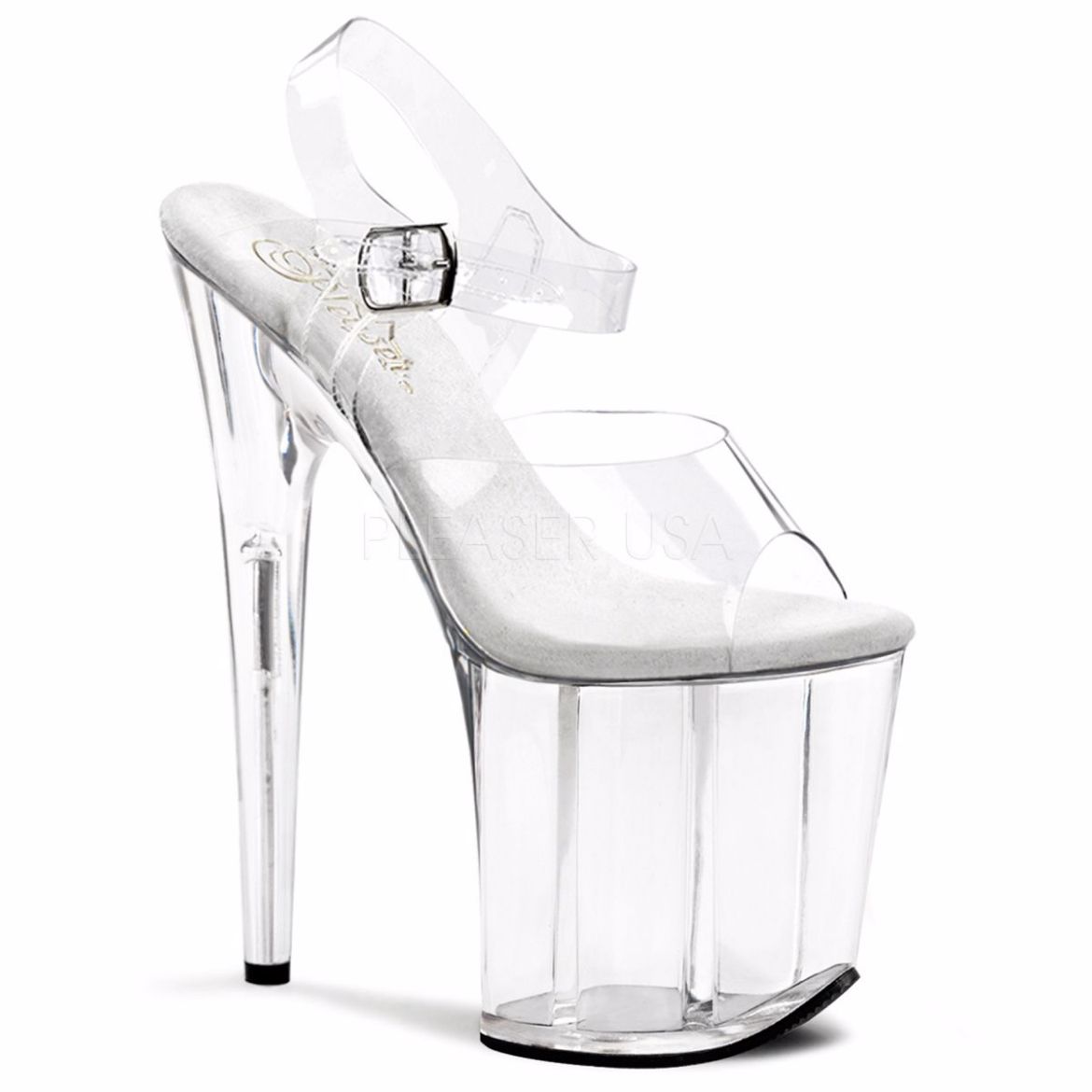 Product image of Pleaser Flamingo-808 Clear/Clear, 8 inch (20.3 cm) Heel, 4 inch (10.2 cm) Platform Sandal Shoes