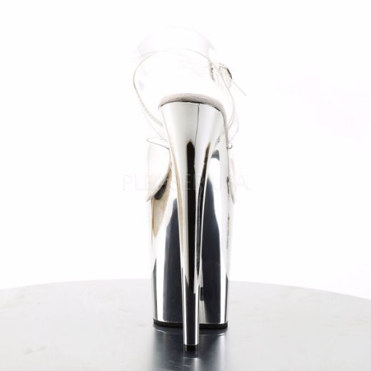Product image of Pleaser Flamingo-808 Clear/Silver Chrome, 8 inch (20.3 cm) Heel, 4 inch (10.2 cm) Platform Sandal Shoes